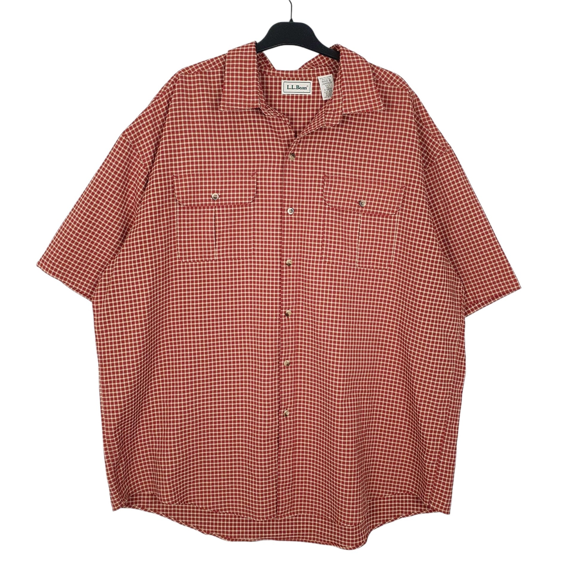 Mens Red L.L.Bean Vintage 90s Short Sleeve Shirt
