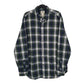 Mens Navy L.L.Bean Thick Flannel Plaid Long Sleeve Shirt