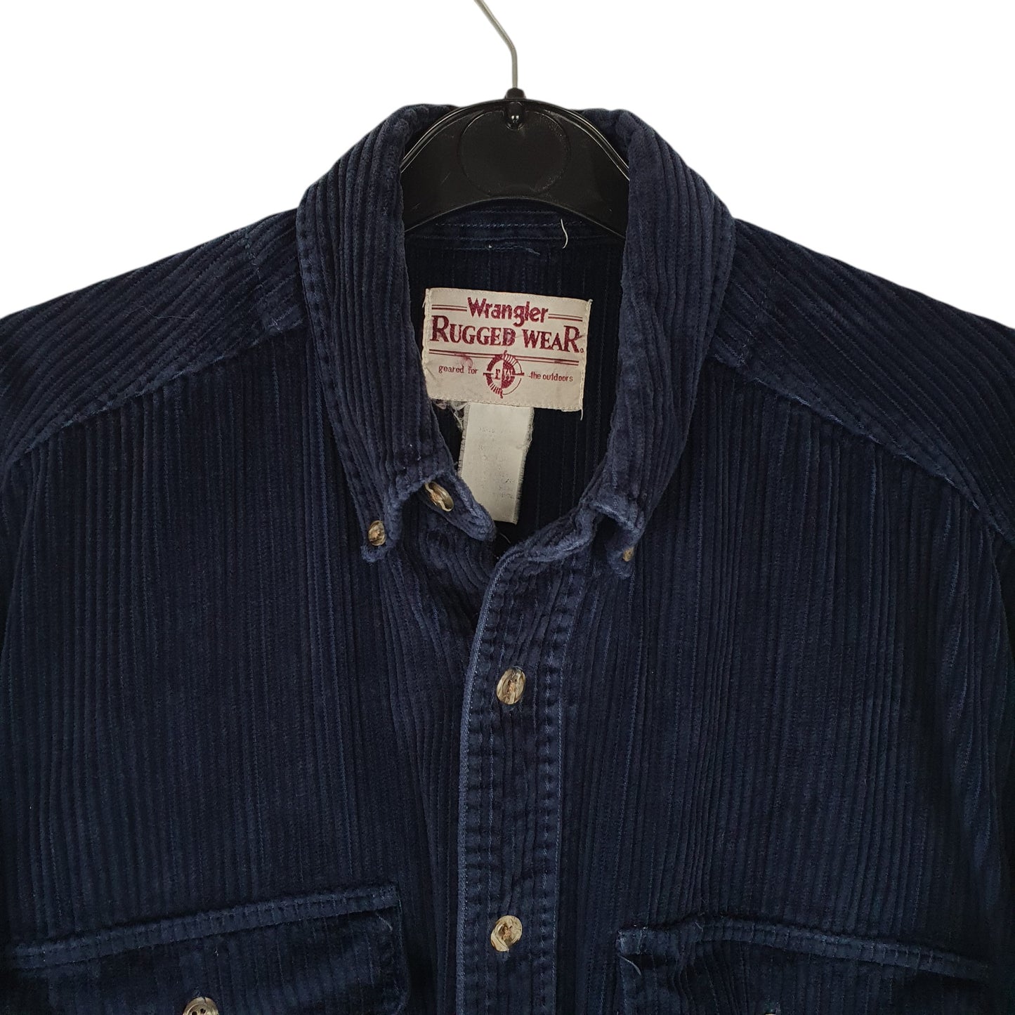 Mens Navy Wrangler Vintage 00s Chunky Corduroy  Shirt