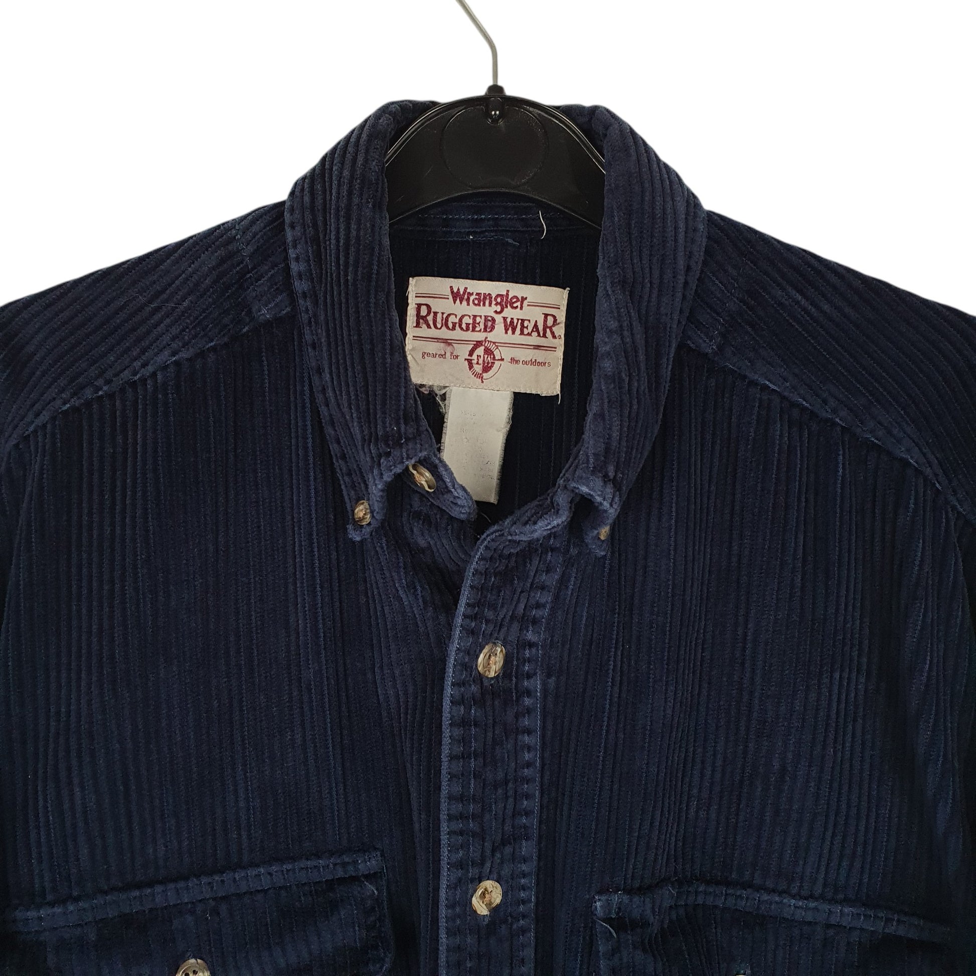 Mens Navy Wrangler Vintage 00s Chunky Corduroy  Shirt
