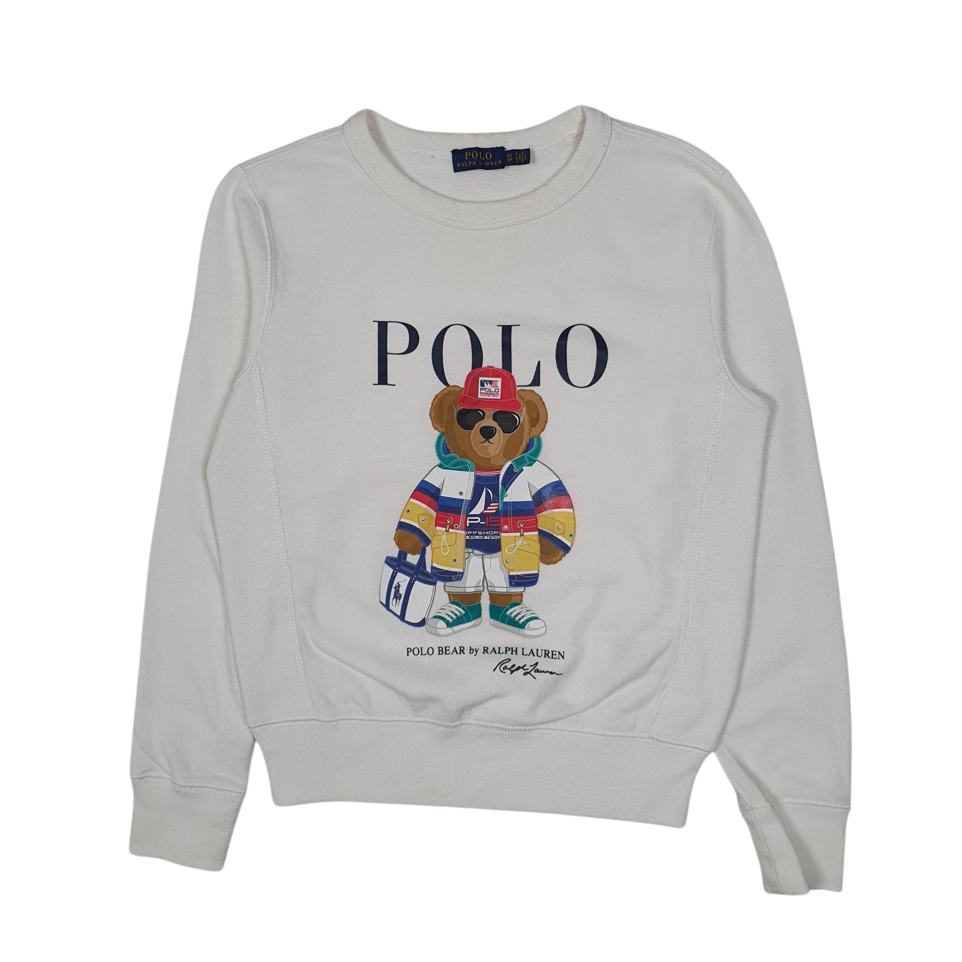 Womens White Polo Ralph Lauren Polo Bear Crewneck Jumper