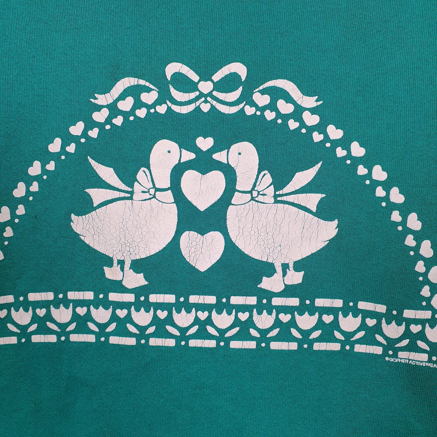 Mens Green Jerzees Vintage 1980s Made In USA Christmas Crewneck Jumper