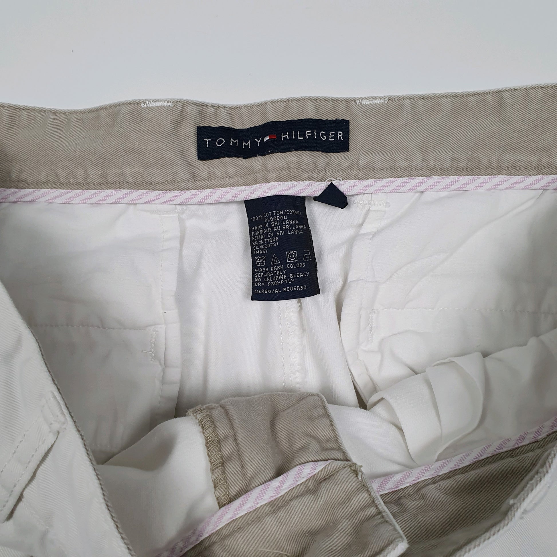 Mens White Tommy Hilfiger Double Pleated  Trousers