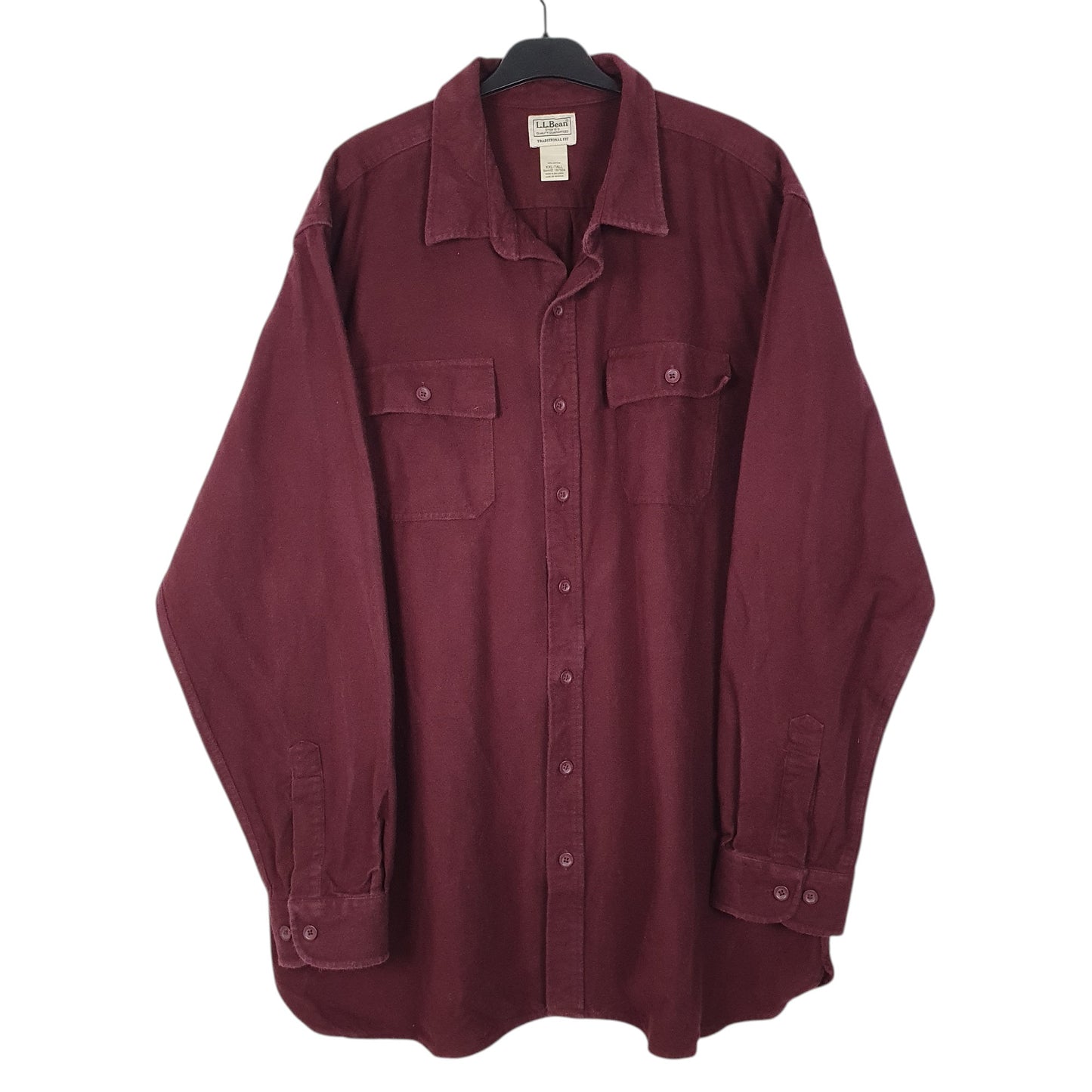 Mens Burgundy L.L.Bean Chamois Long Sleeve Shirt