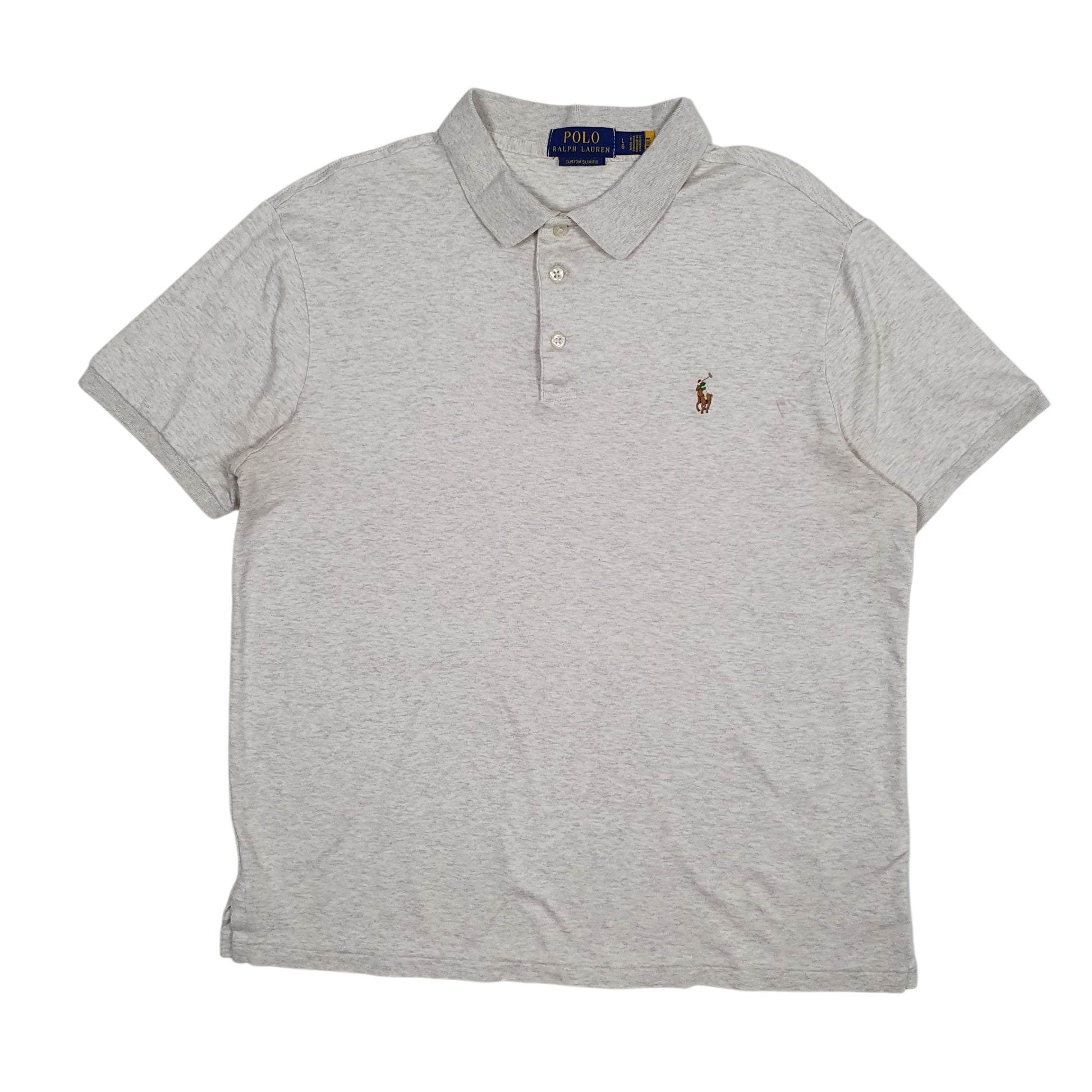 Mens Grey Polo Ralph Lauren Custom Slim Fit Short Sleeve Polo Shirt