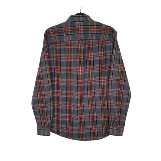 Mens Grey L.L.Bean Thick Flannel Plaid  Shirt