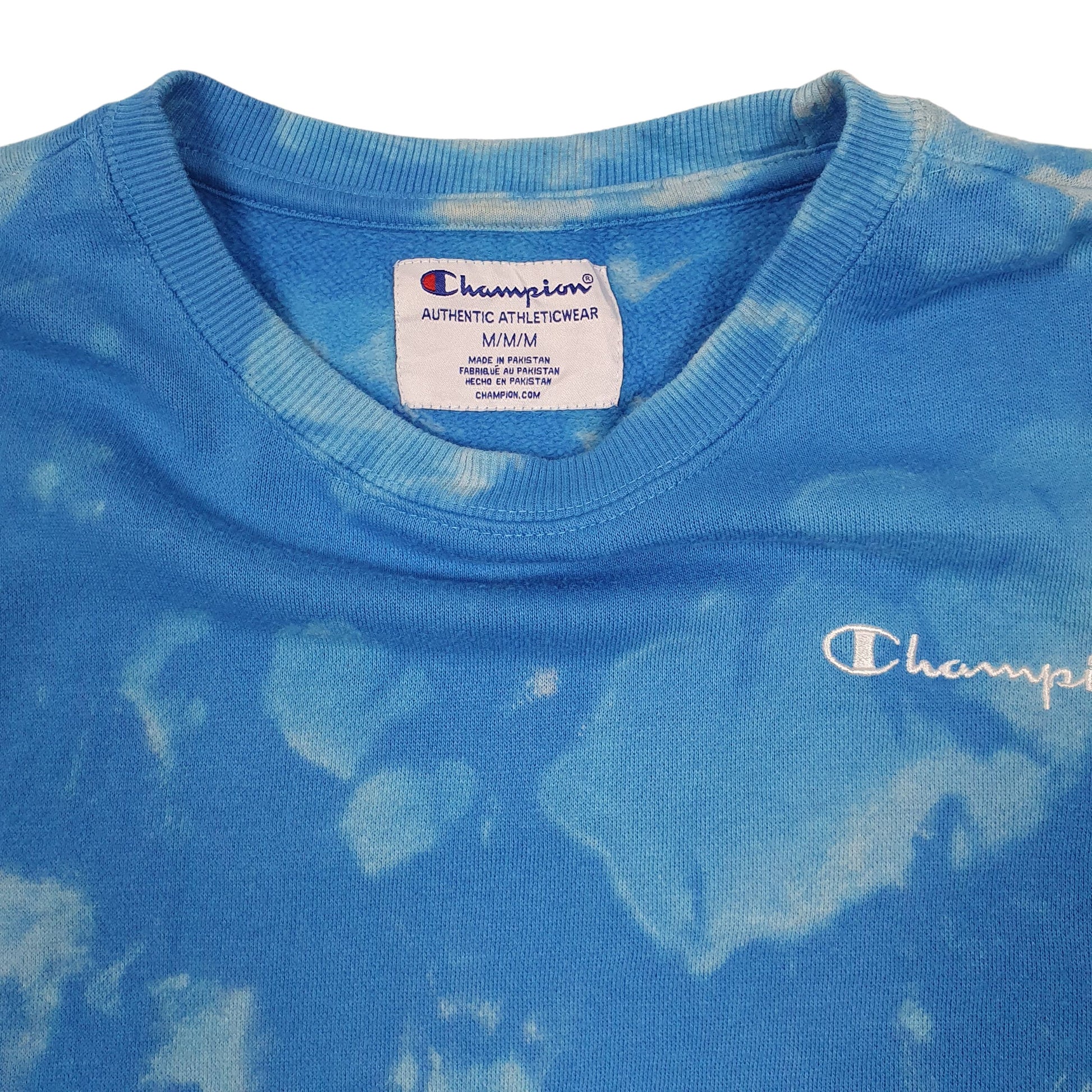 Mens Blue Champion Tie Dye Crewneck Jumper