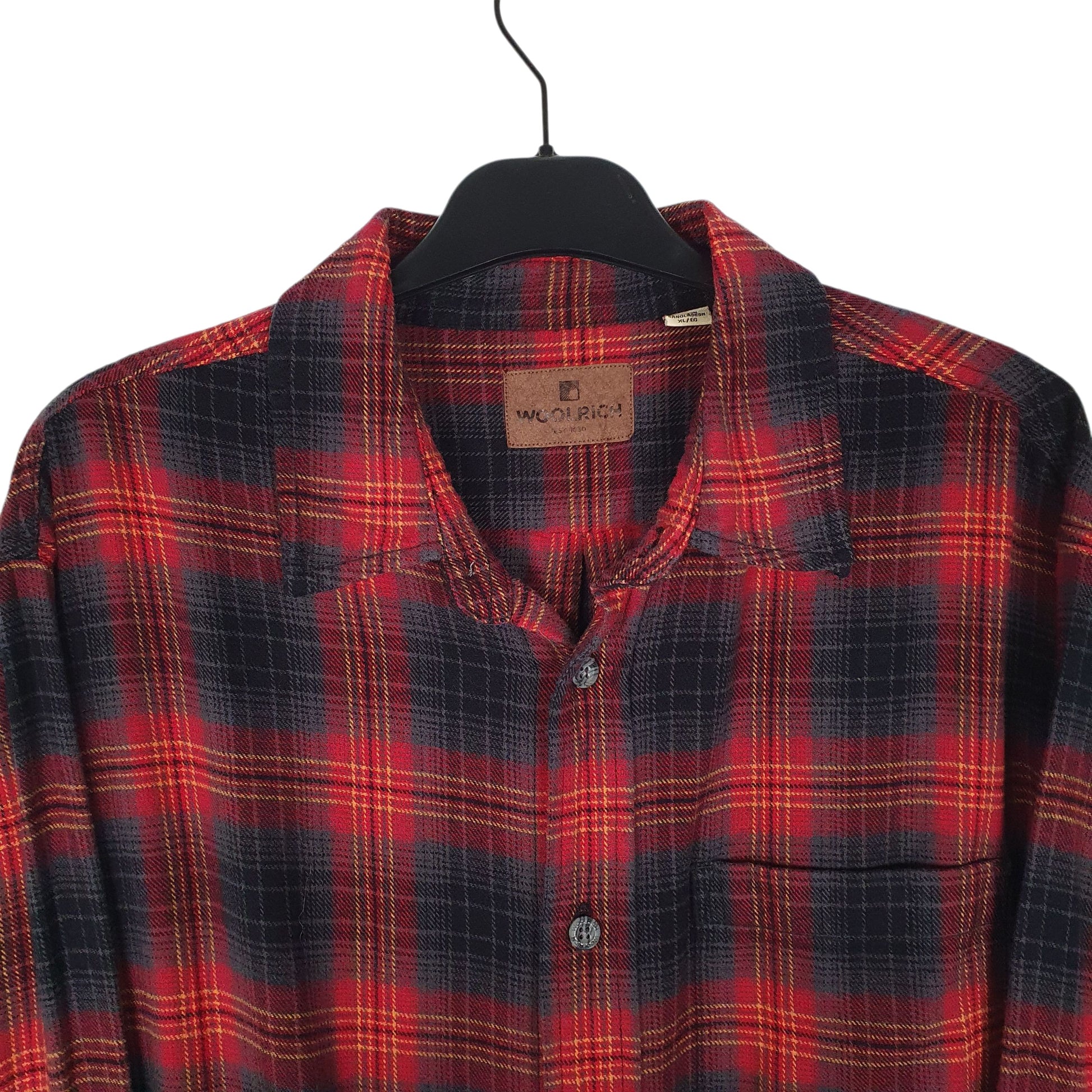 Mens Red Woolrich Thick Flannel Plaid  Shirt
