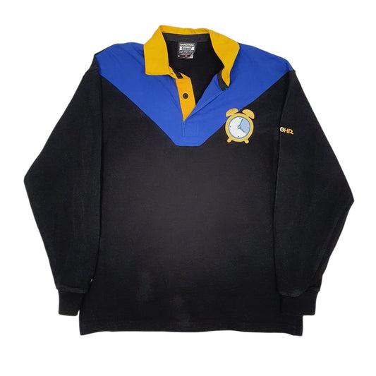 Mens Black Barbarian Rugby Lightweight Long Sleeve Polo Shirt