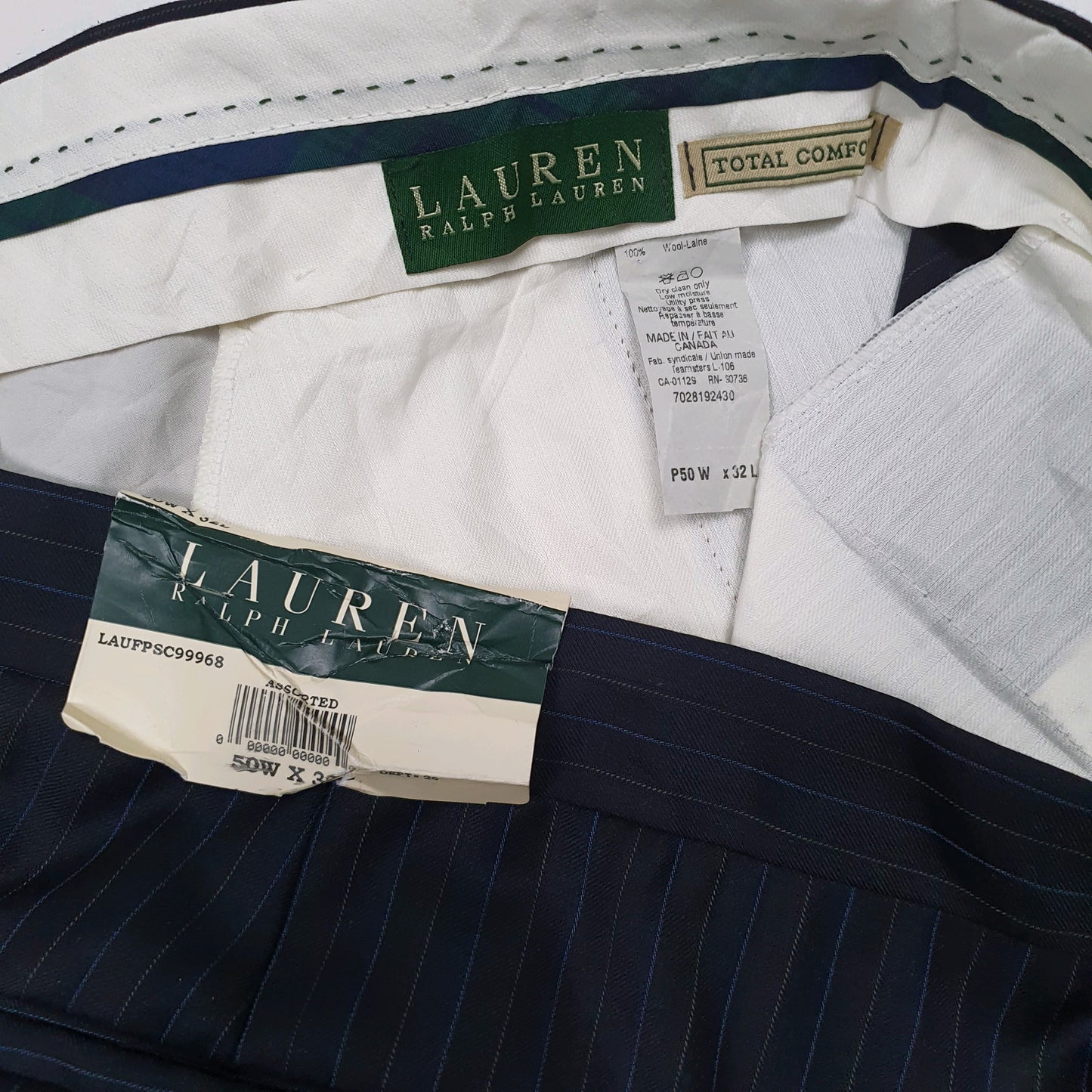 Mens Navy Ralph Lauren Pinstripe  Trousers