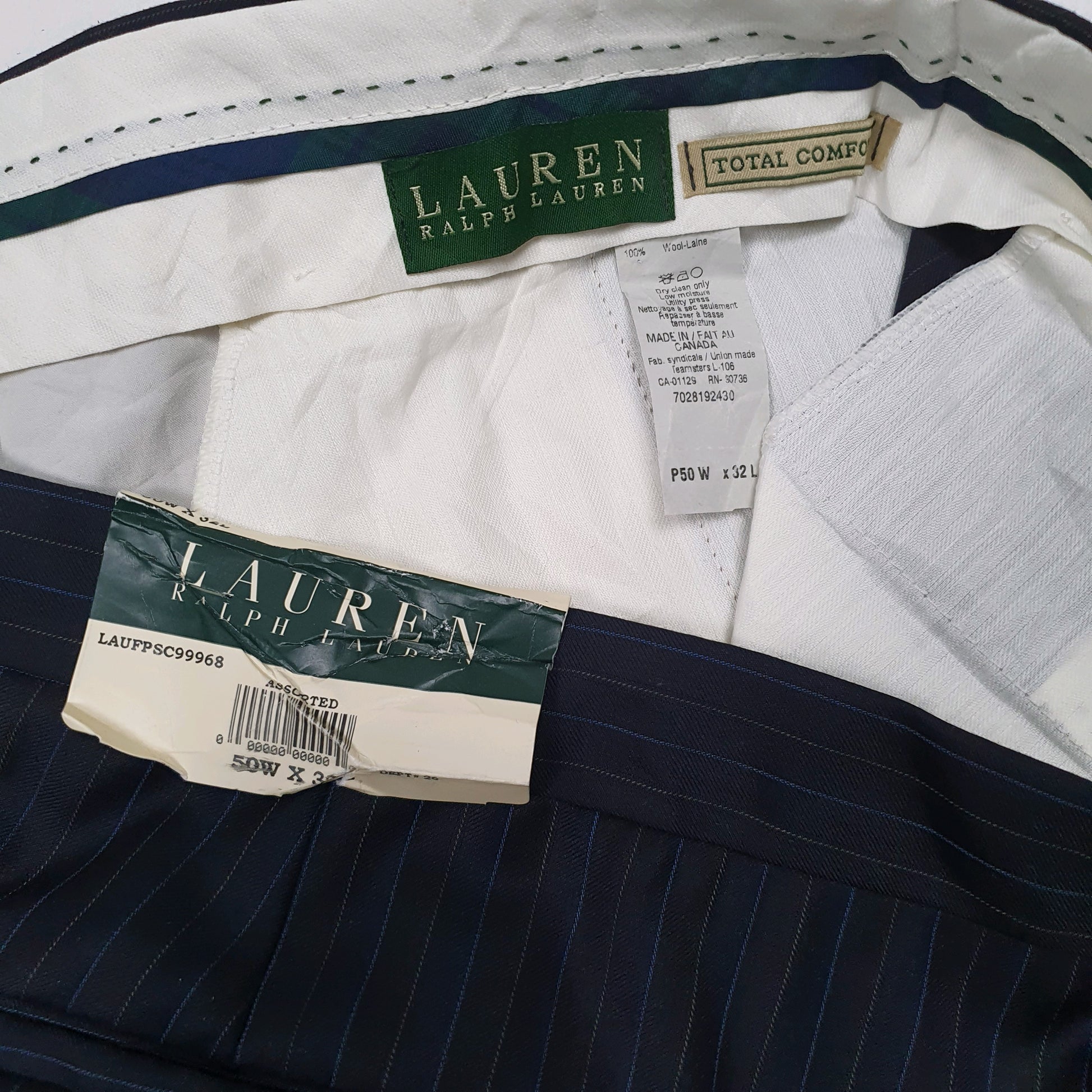 Mens Navy Ralph Lauren Pinstripe  Trousers