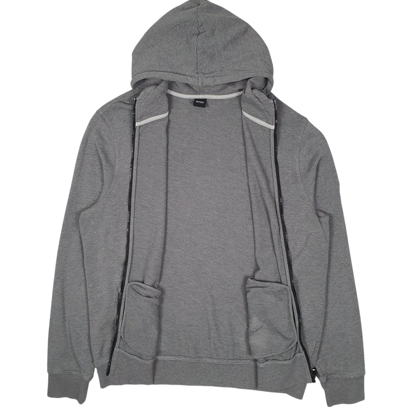 Mens Grey Hugo Boss Hoodie Full Zip Jumper