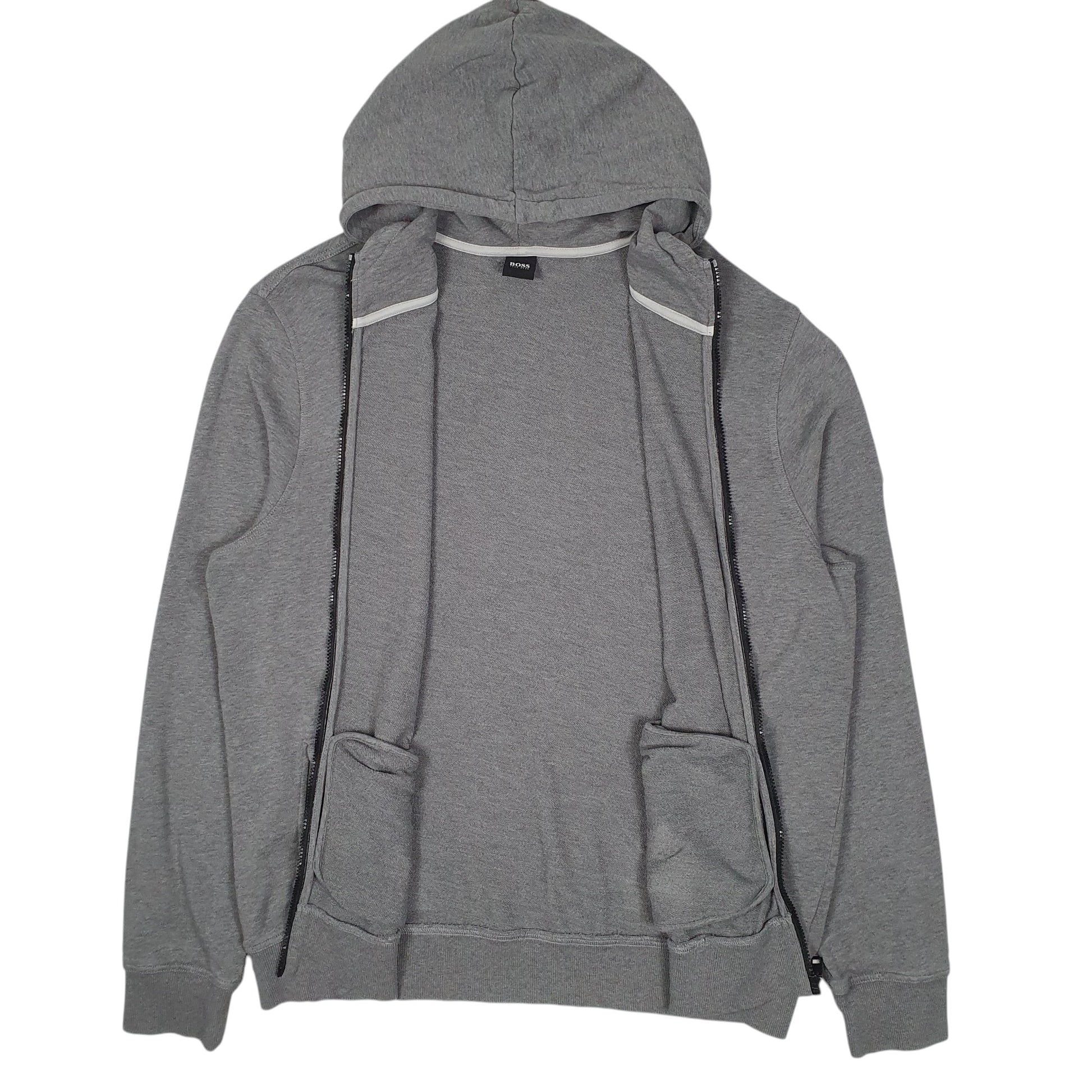 Mens Grey Hugo Boss Hoodie Full Zip Jumper