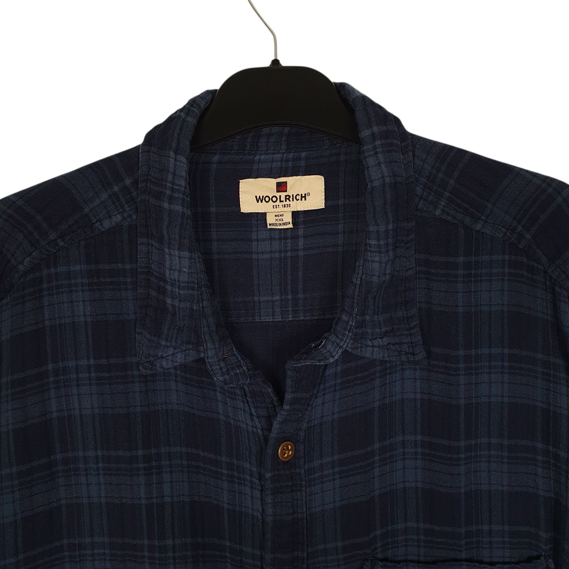 Mens Navy Woolrich Thick Flannel  Shirt