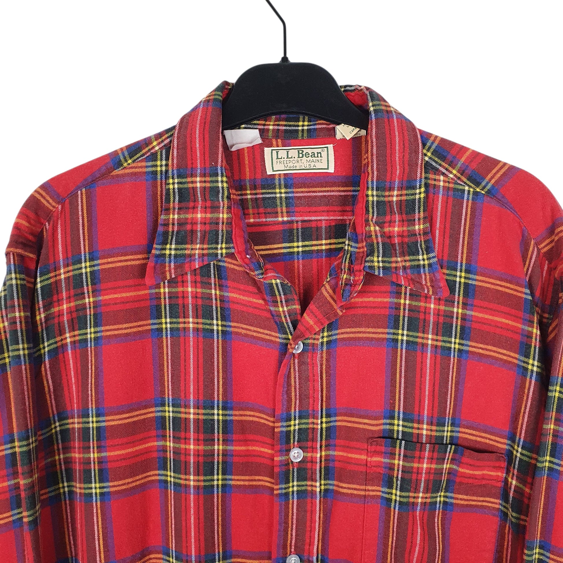 Mens Red L.L.Bean Vintage 1980s Made In USA Thick Flannel  Shirt