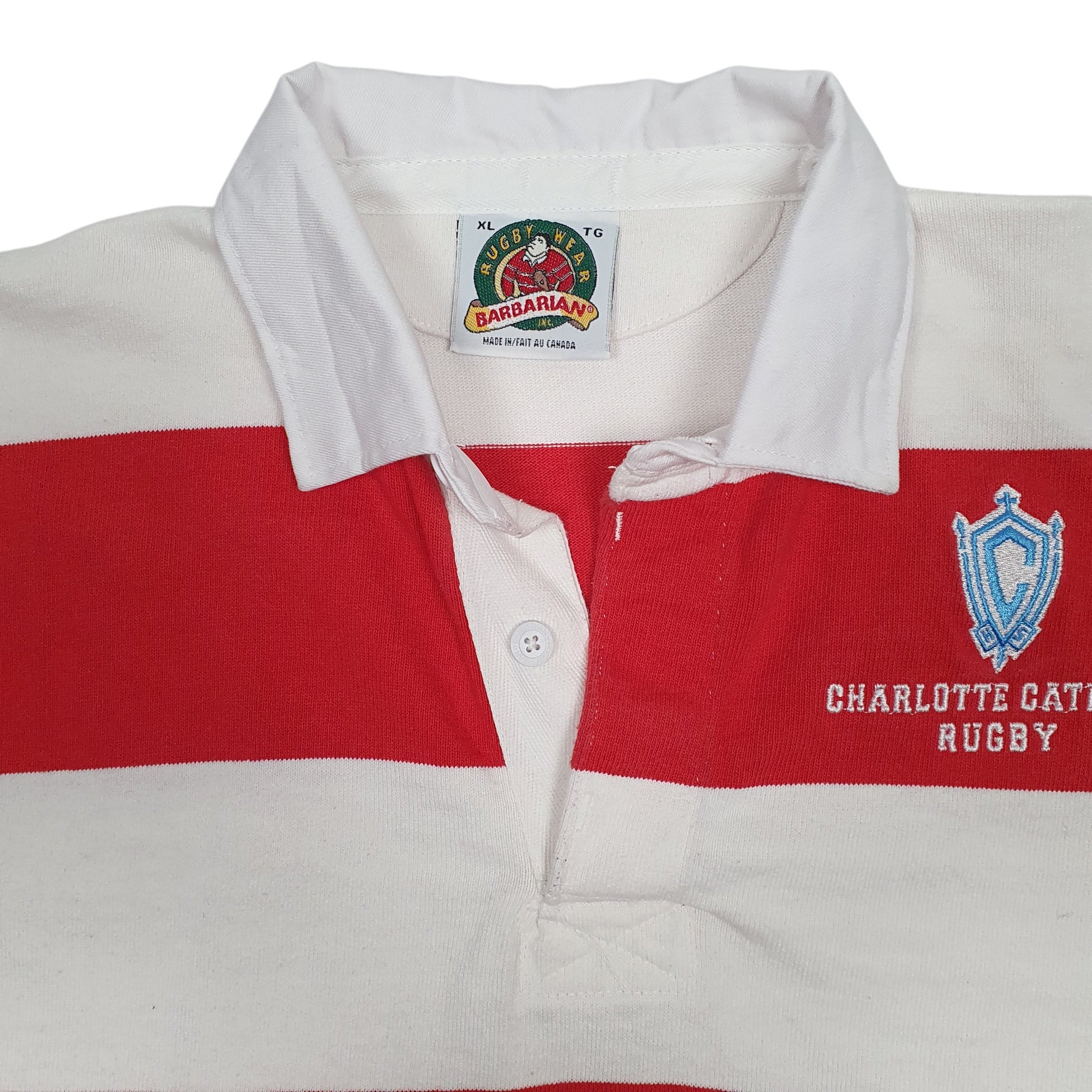 Mens Red Barbarian Rugby Hoodie Polo Shirt