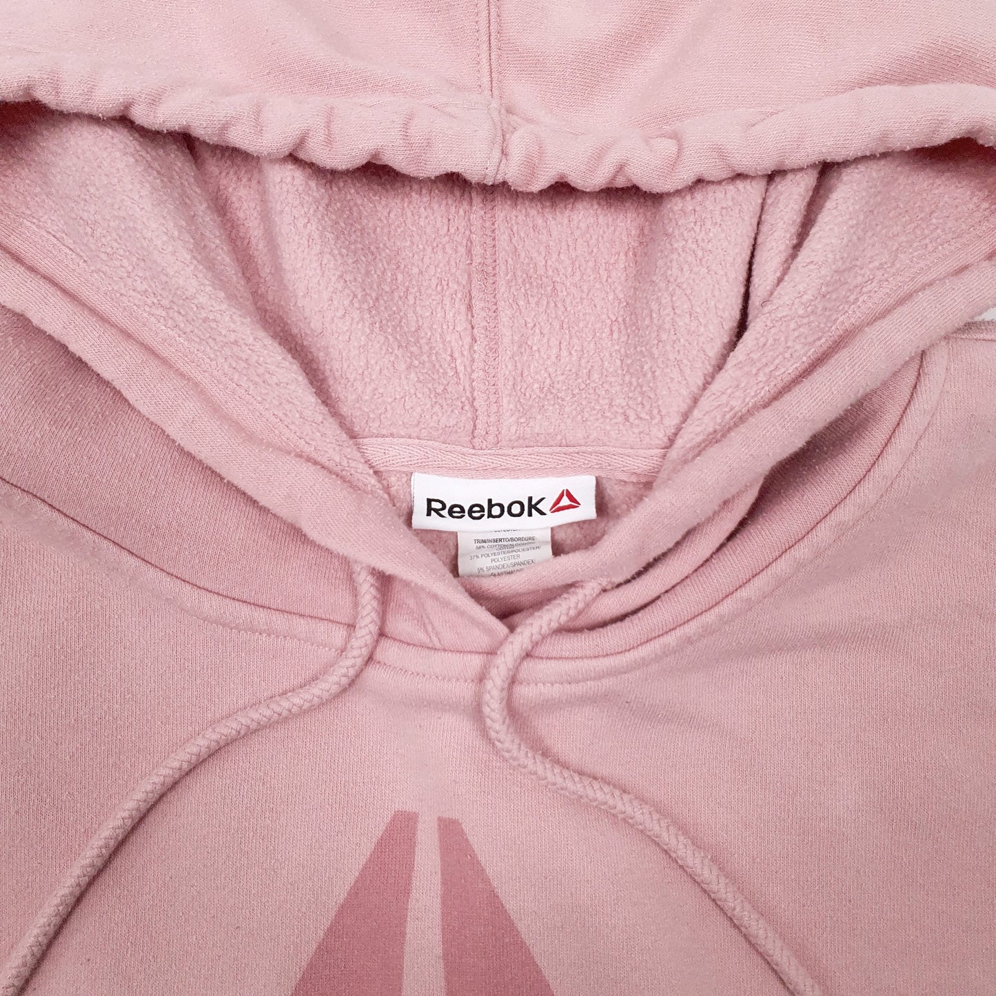Womens Pink Reebok Spellout Hoodie Jumper
