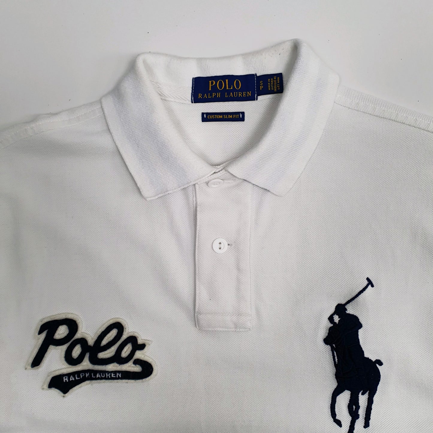 Mens White Polo Ralph Lauren Custom Slim Fit  Polo Shirt