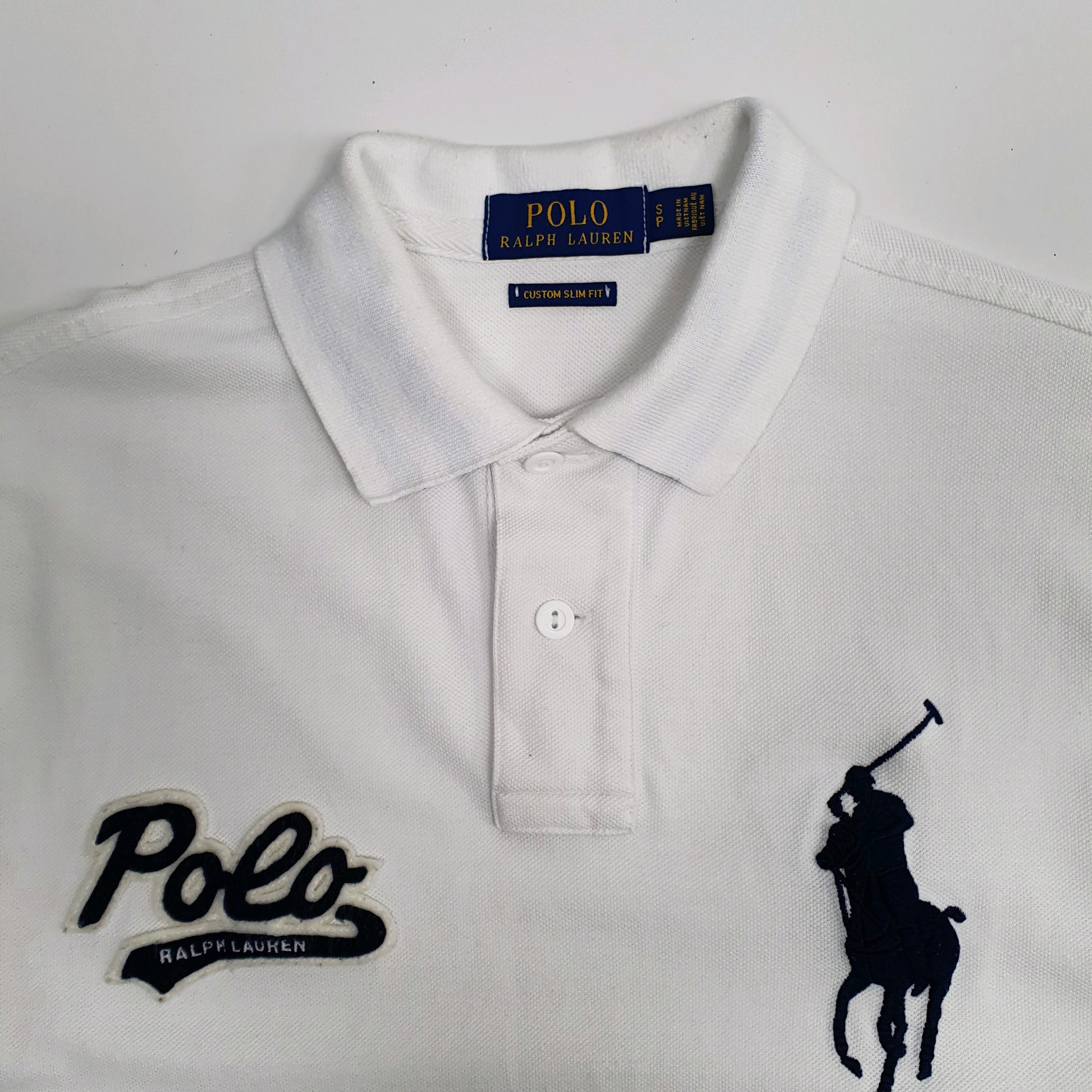 Mens White Polo Ralph Lauren Custom Slim Fit  Polo Shirt