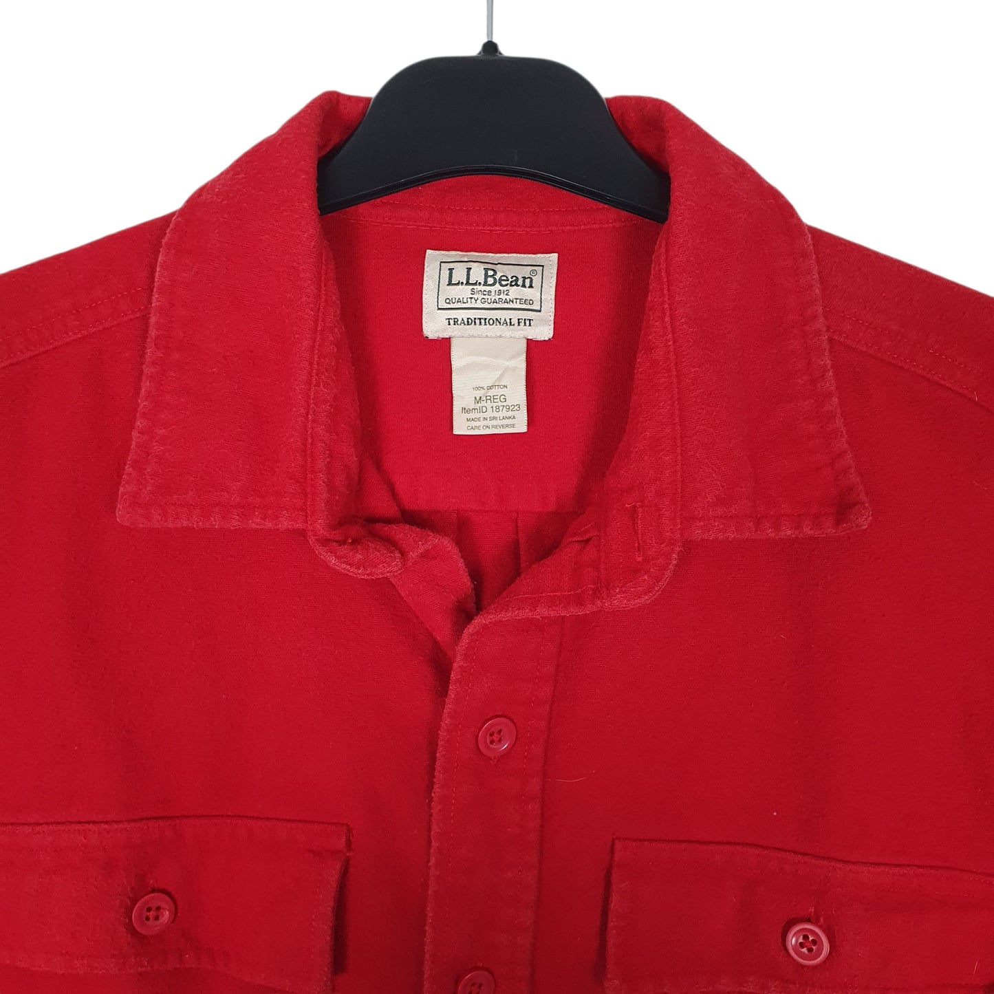 Mens Red L.L.Bean Thick Chamois  Shirt