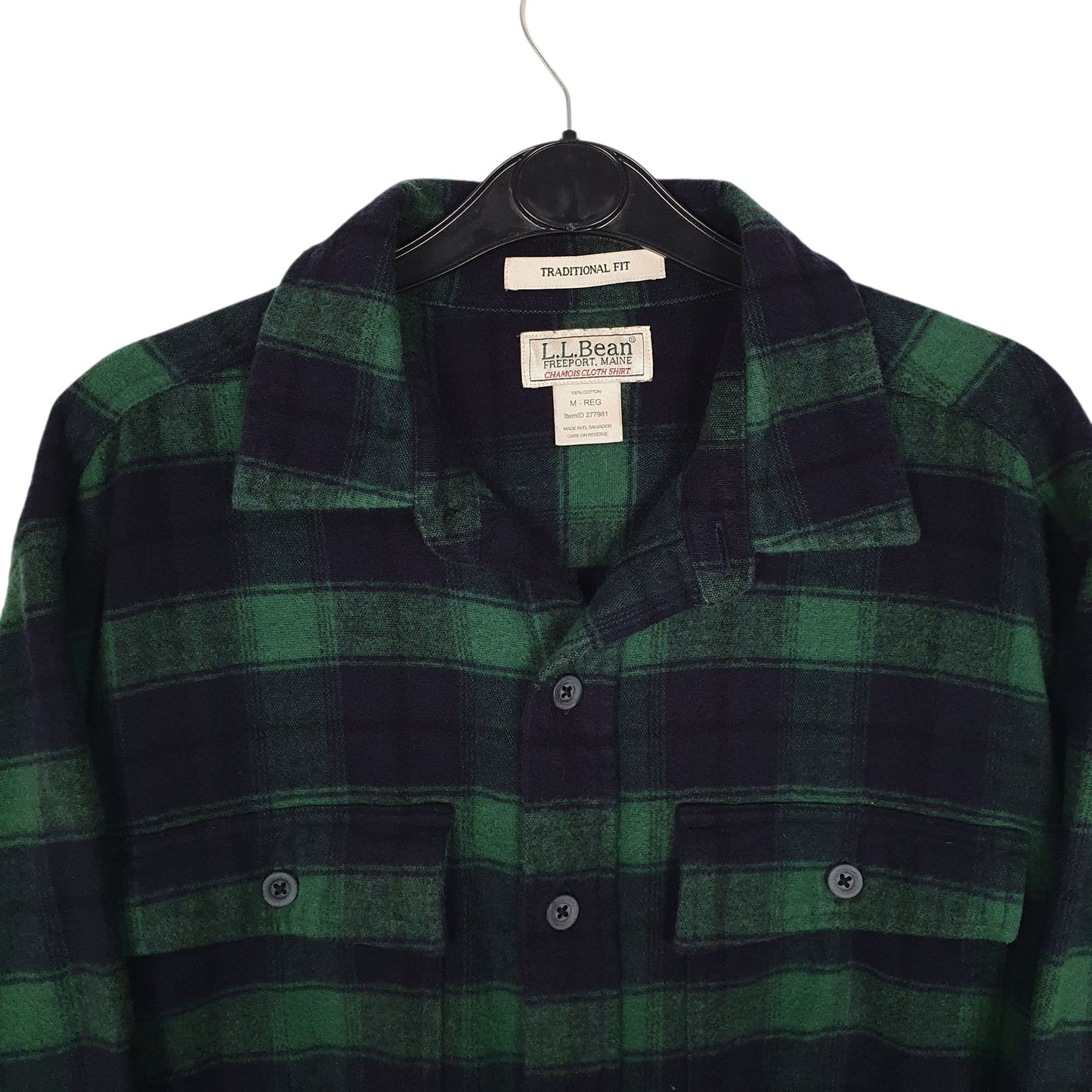 Mens Navy L.L.Bean Thick Chamois Plaid  Shirt