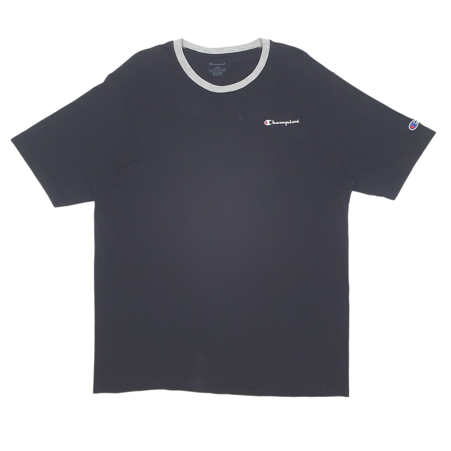 Mens Black Champion  Short Sleeve T Shirt
