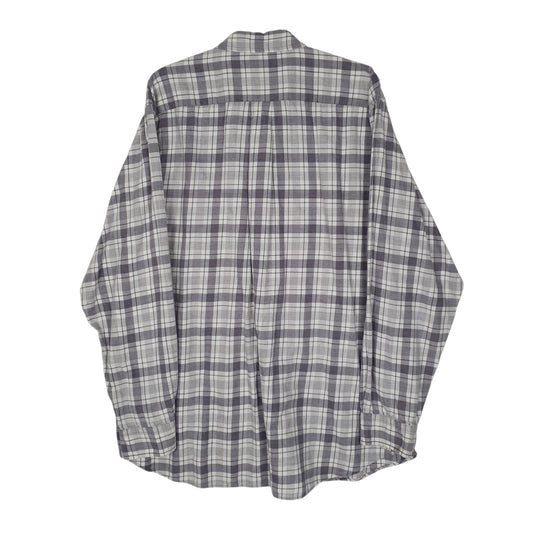 Mens Grey L.L.Bean Scotch Plaid Flannel  Shirt