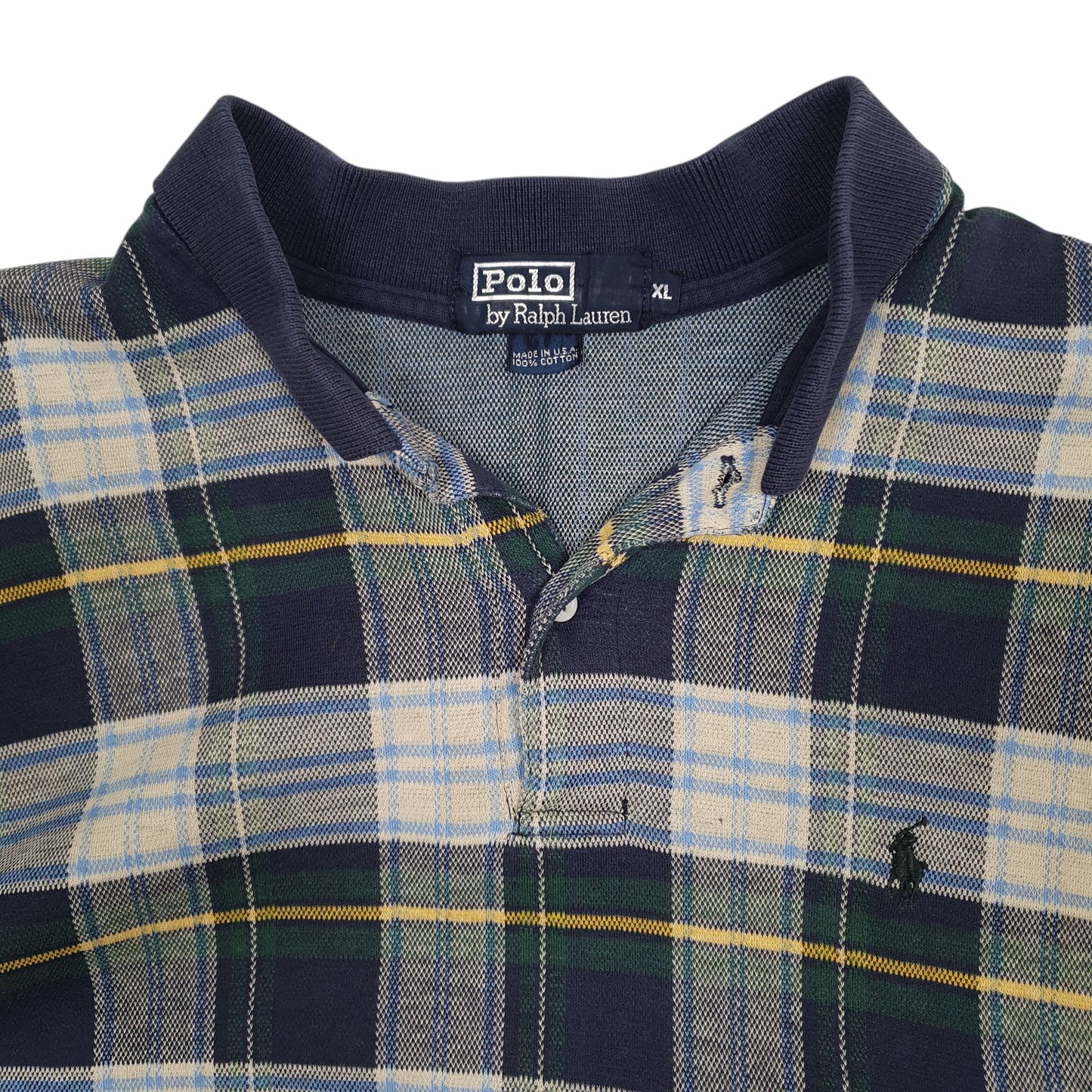 Mens Navy Polo Ralph Lauren Vintage 90s Made In USA  Polo Shirt