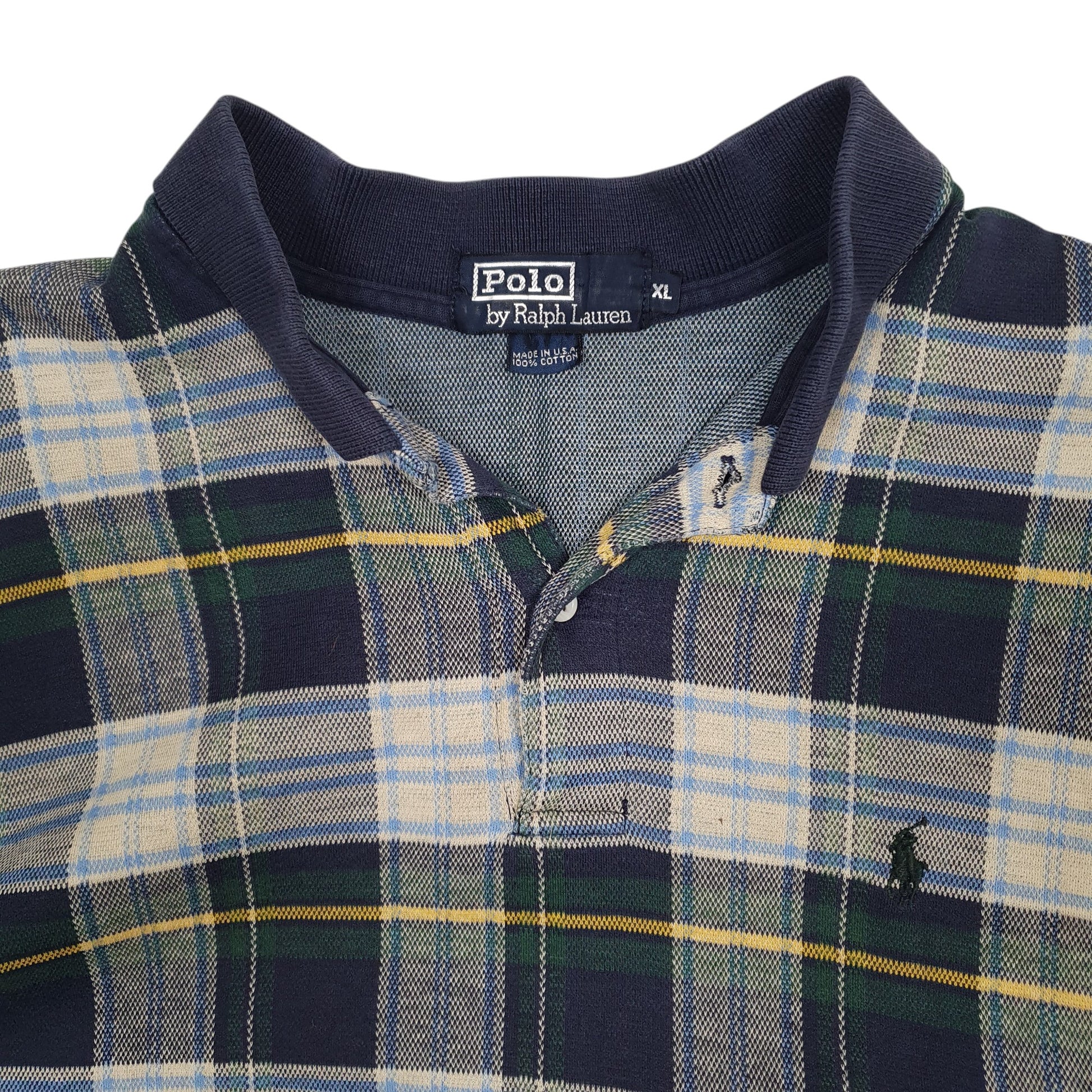 Mens Navy Polo Ralph Lauren Vintage 90s Made In USA  Polo Shirt