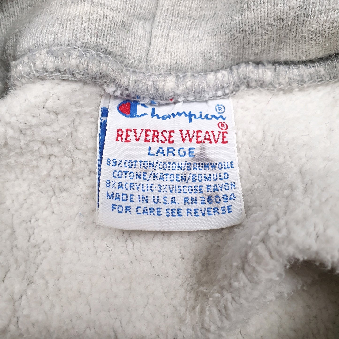 Mens Grey Champion Made In USA 90s  Reverse Weave Hoodie Jumper