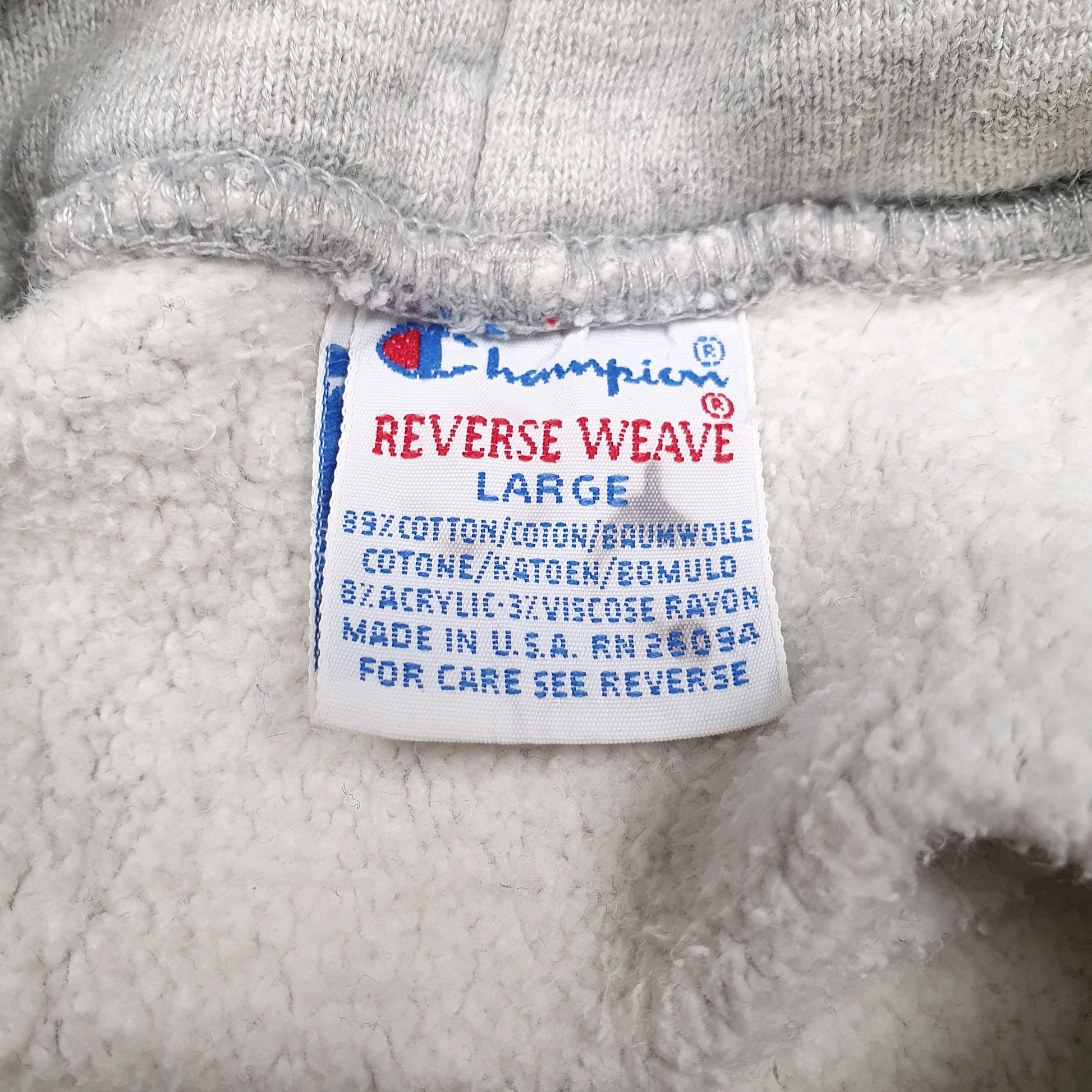 Mens Grey Champion Made In USA 90s  Reverse Weave Hoodie Jumper