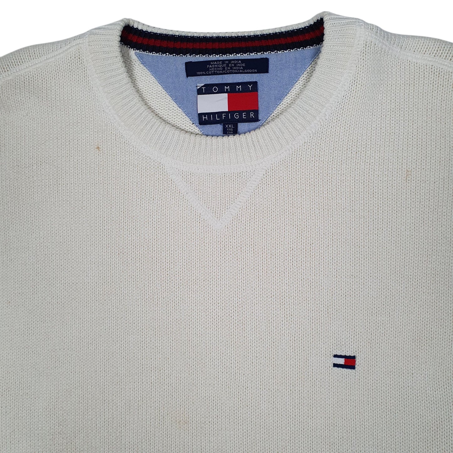 Mens Cream Tommy Hilfiger Chunky Knit Crewneck Jumper