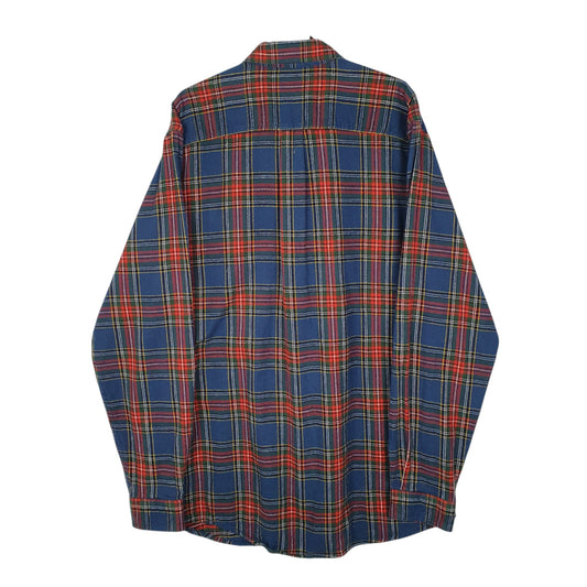Mens Navy L.L.Bean Tall Thick Flannel Plaid  Shirt
