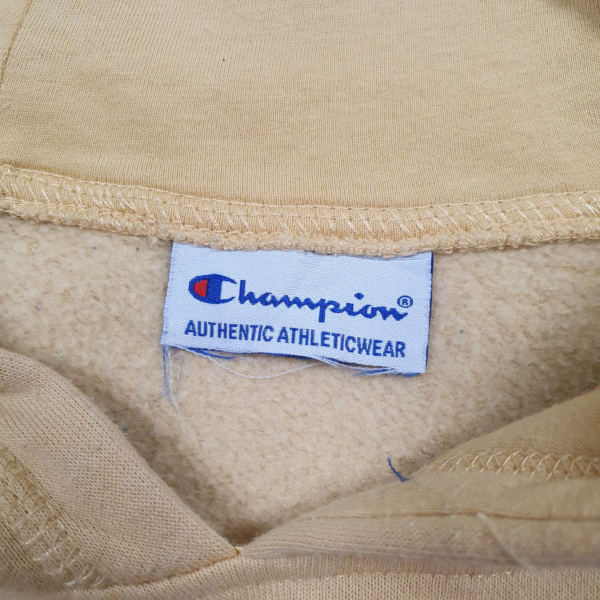 Mens Yellow Champion Spellout Hoodie Jumper