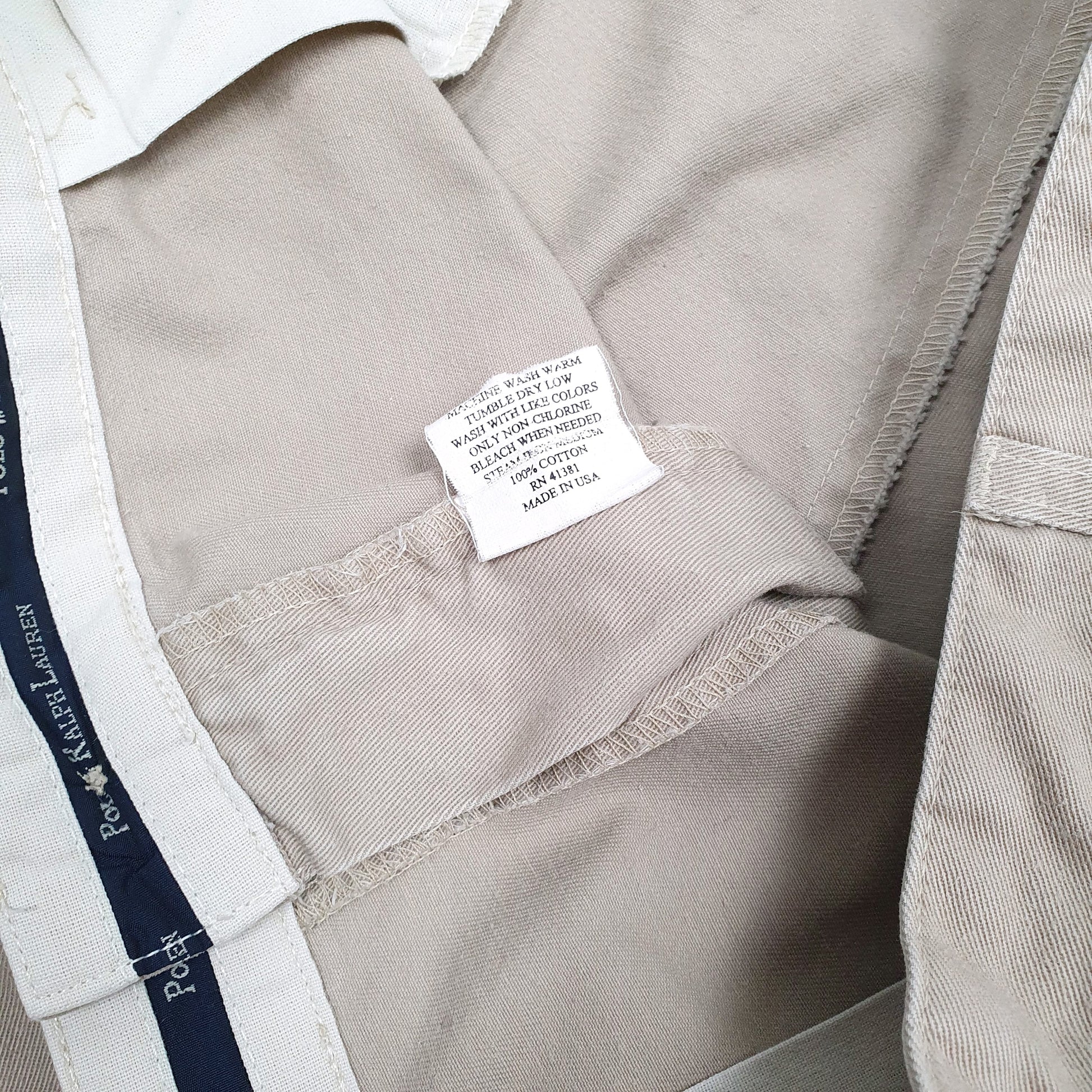 Mens Beige Polo Ralph Lauren Vintage 90s Made In USA Pleated  Trousers