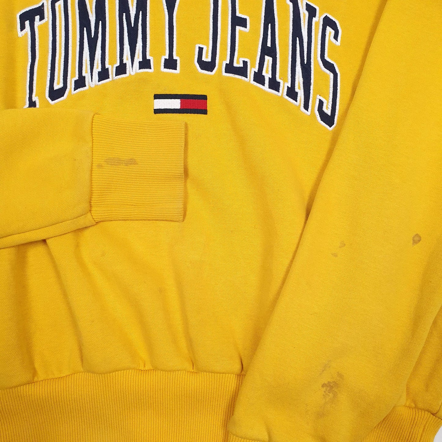 Mens Yellow Tommy Hilfiger Spellout Crewneck Jumper