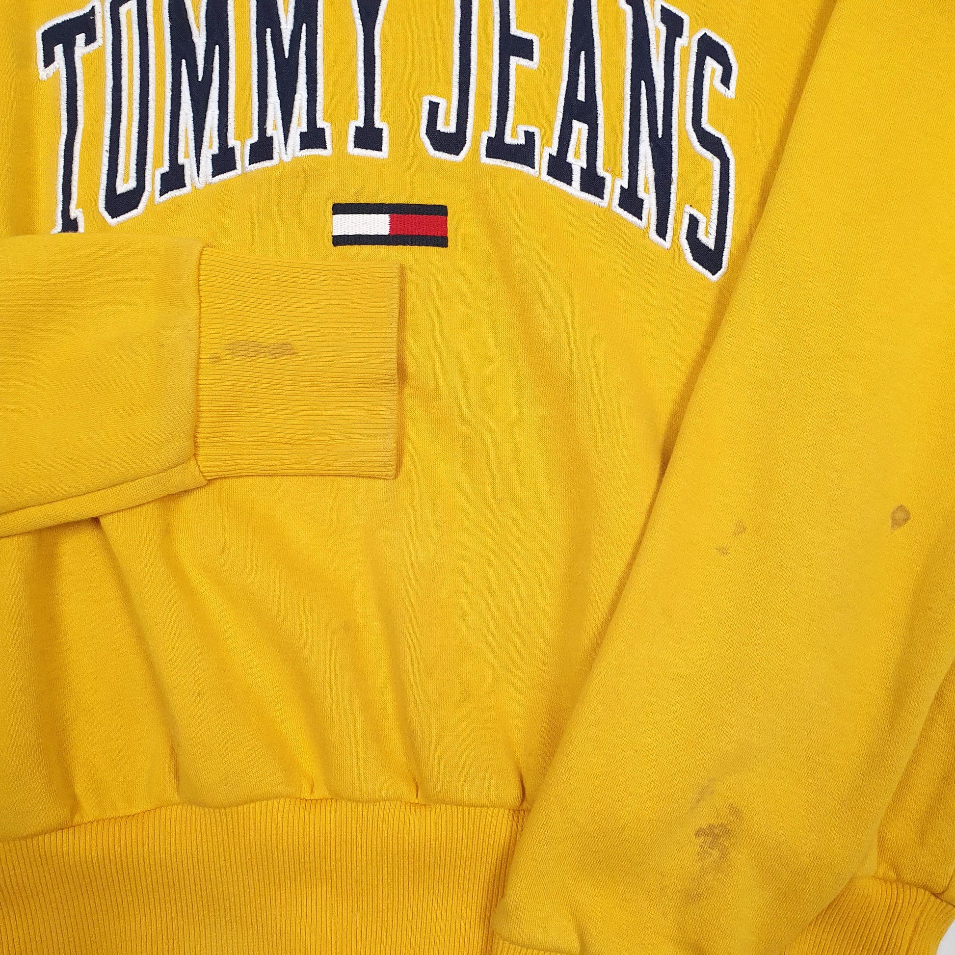 Mens Yellow Tommy Hilfiger Spellout Crewneck Jumper