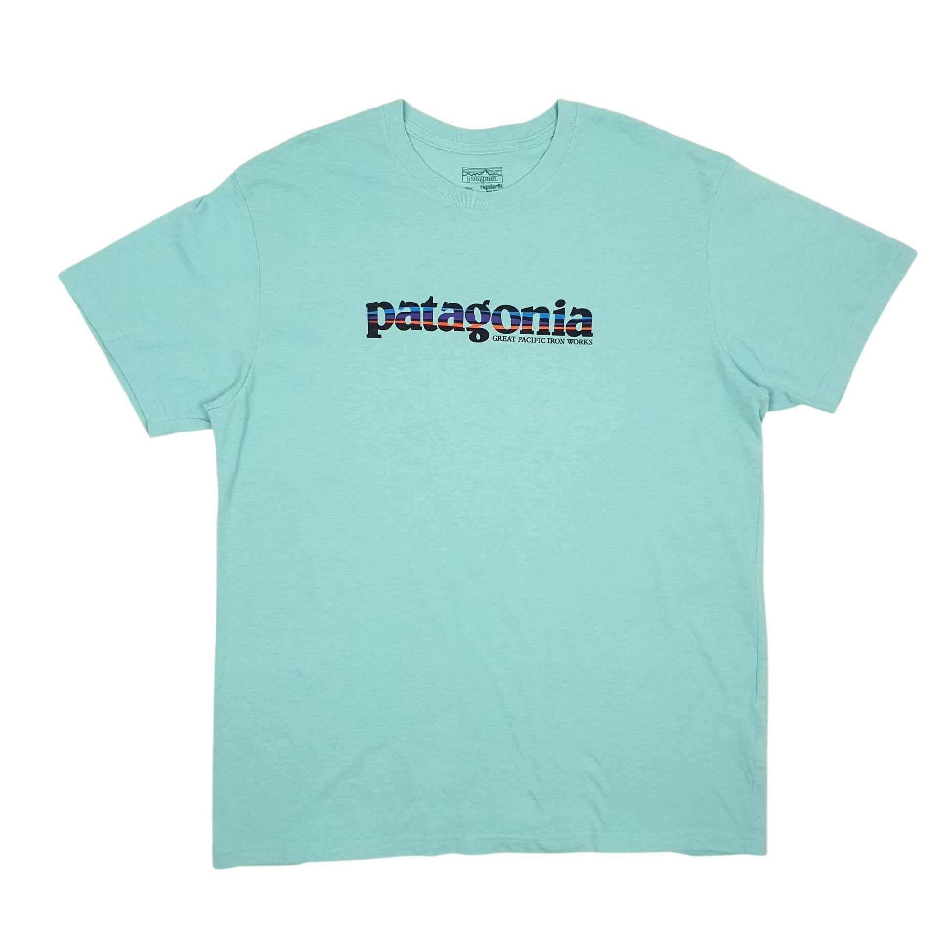 Mens Green Patagonia Spellout Short Sleeve T Shirt