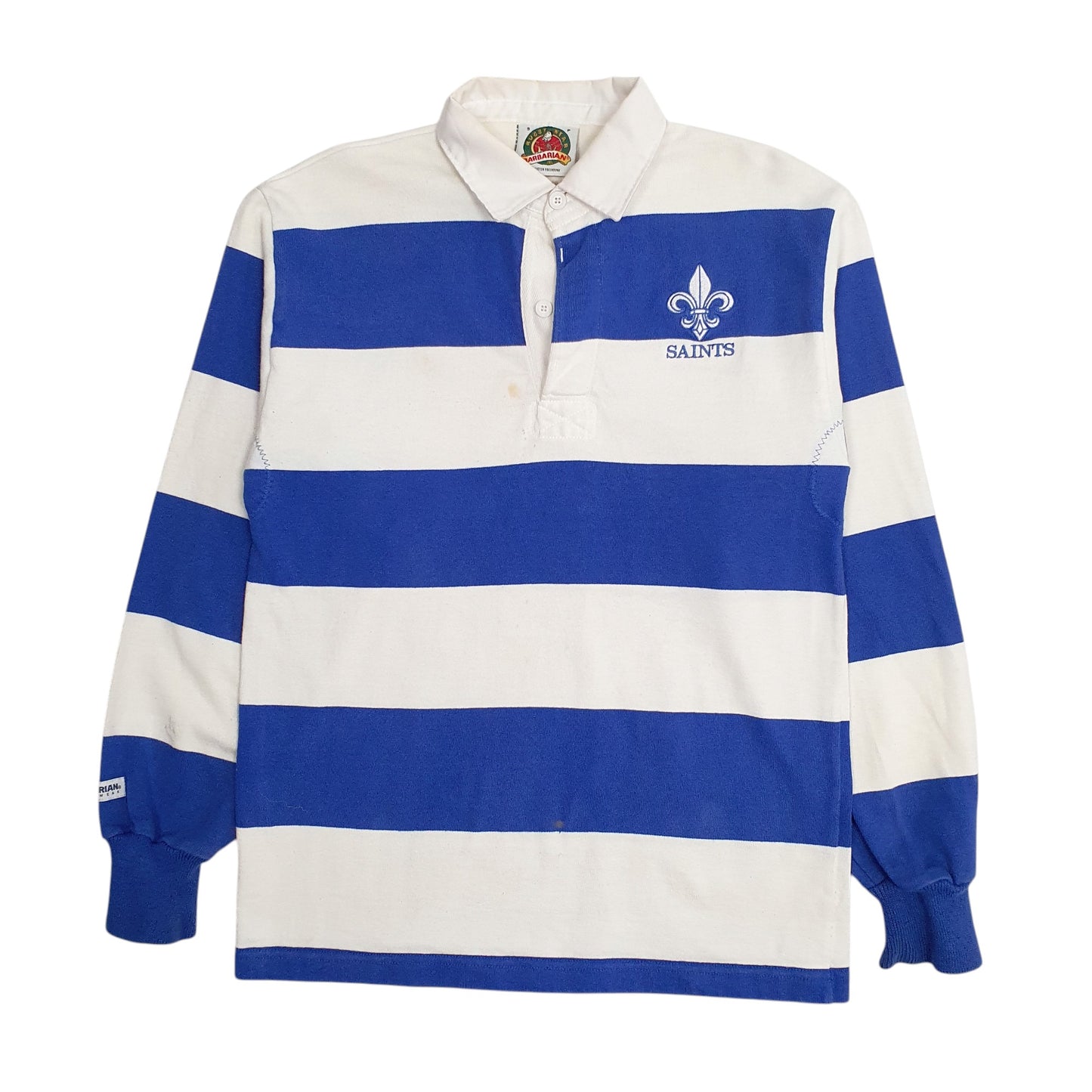 Mens Blue Barbarian Saints Rugby Long Sleeve Polo Shirt