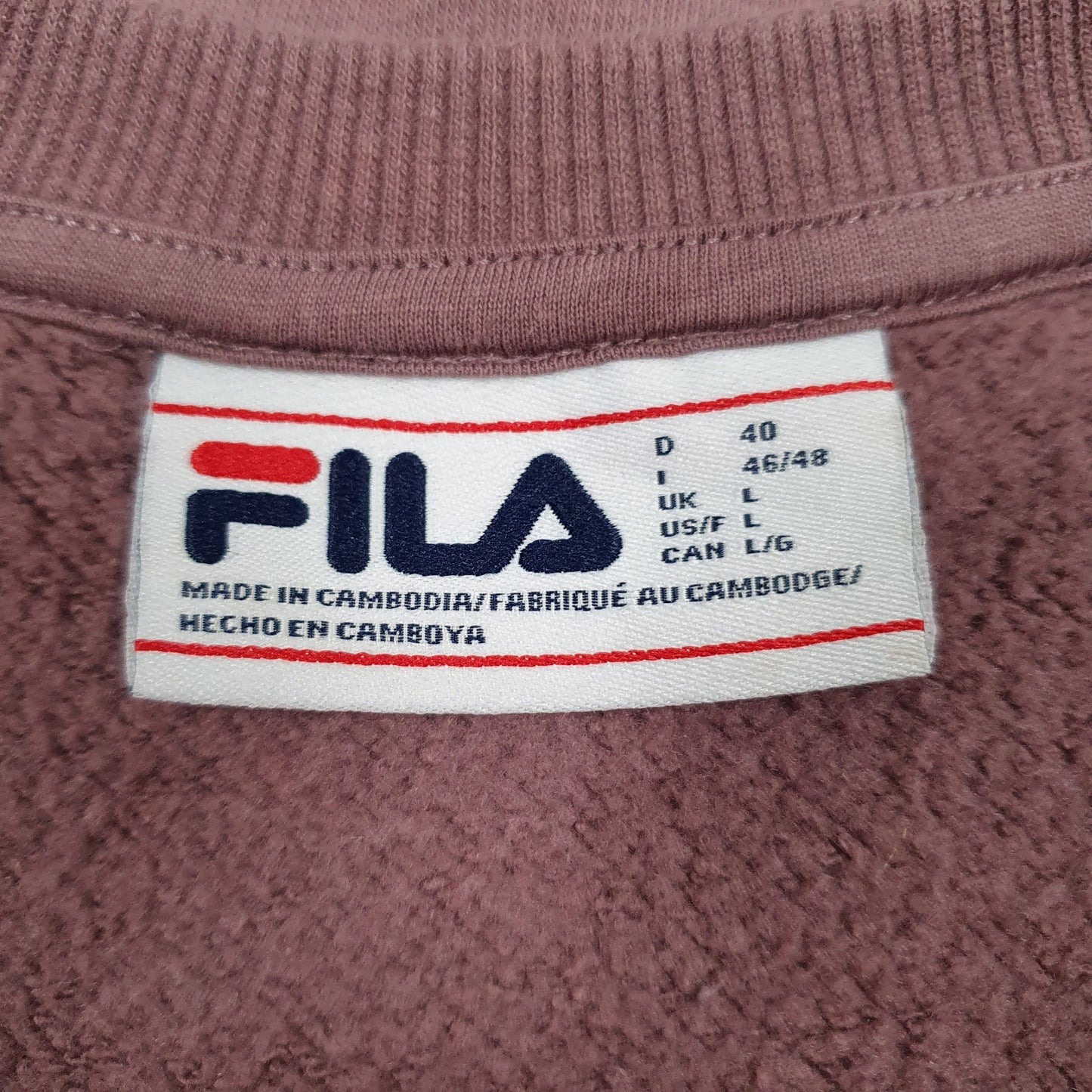 Mens Burgundy Fila Spellout Crewneck Jumper