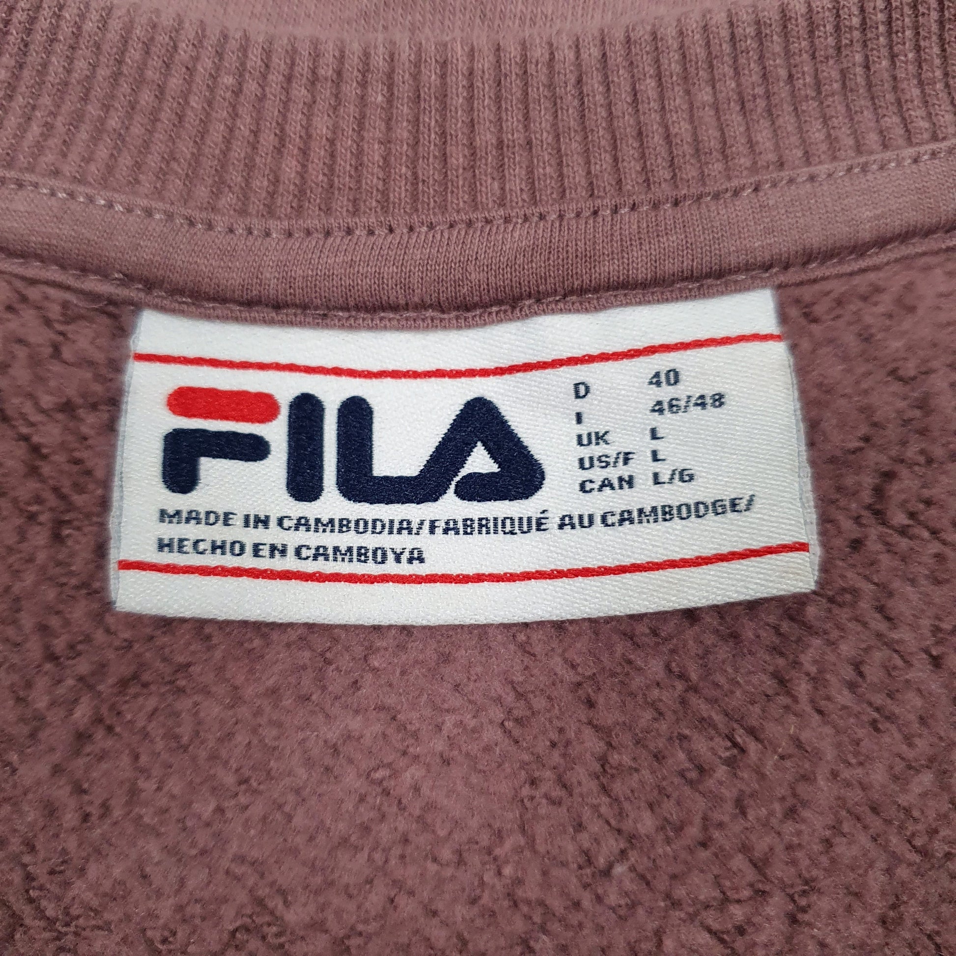 Mens Burgundy Fila Spellout Crewneck Jumper