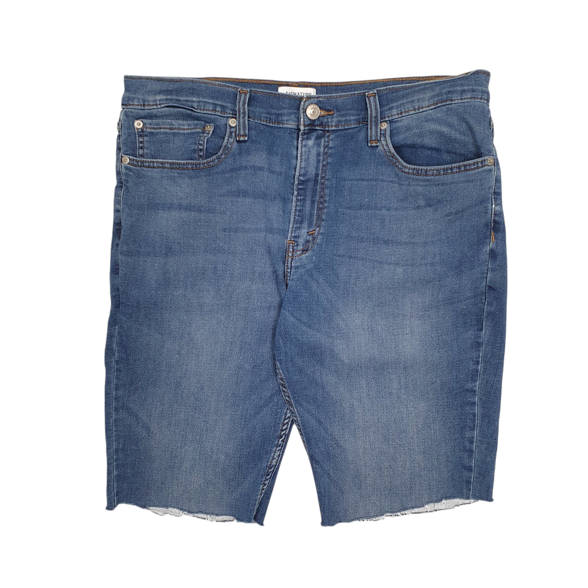 Mens Blue Levis Signature Stretch Cut Offs Denim Shorts