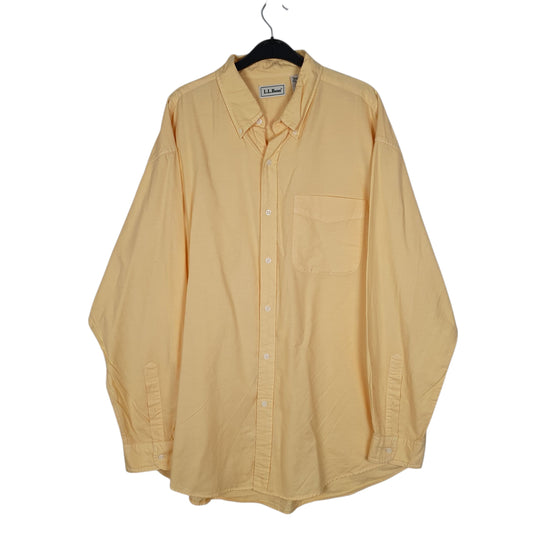 Mens Yellow L.L.Bean Vintage 00s Long Sleeve Shirt