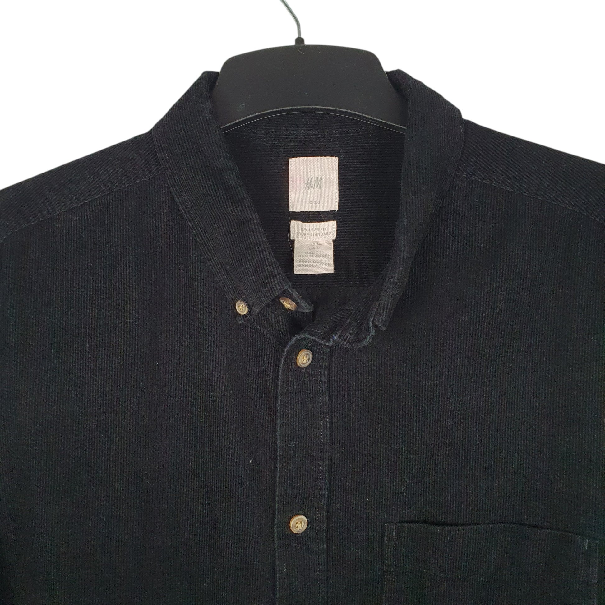 Mens Black H&M Corduroy  Shirt