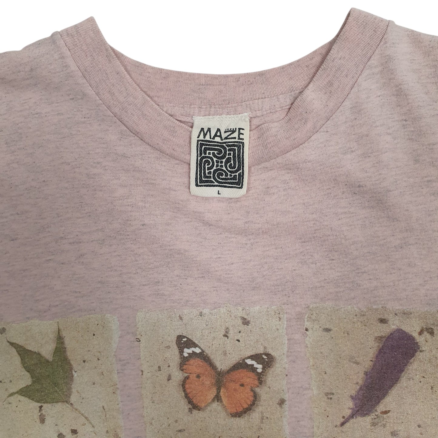 Mens Pink Maze Nature Butterfly Vintage 00s  T Shirt