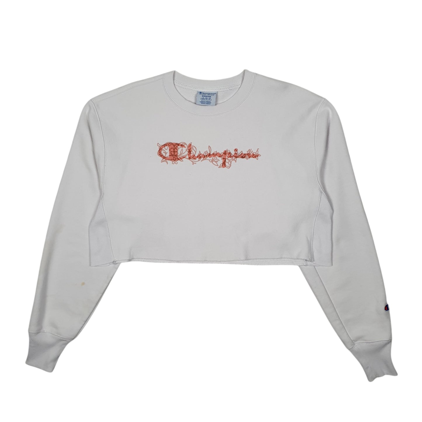 Womens White Champion Reverse Weave Crop Top Crewneck Jumper