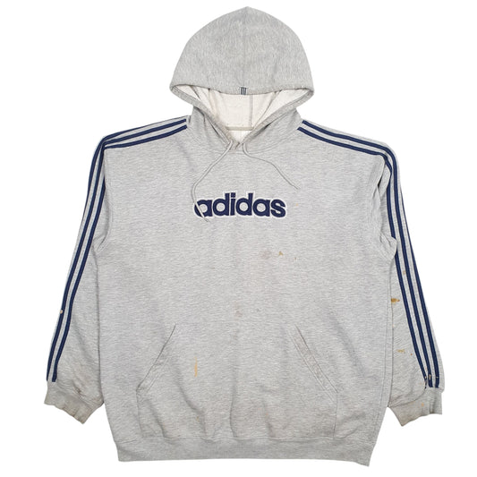 Mens Grey Adidas Spellout Hoodie Jumper