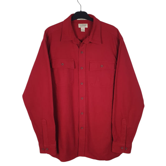 Mens Red L.L.Bean Thick Chamois Long Sleeve Shirt