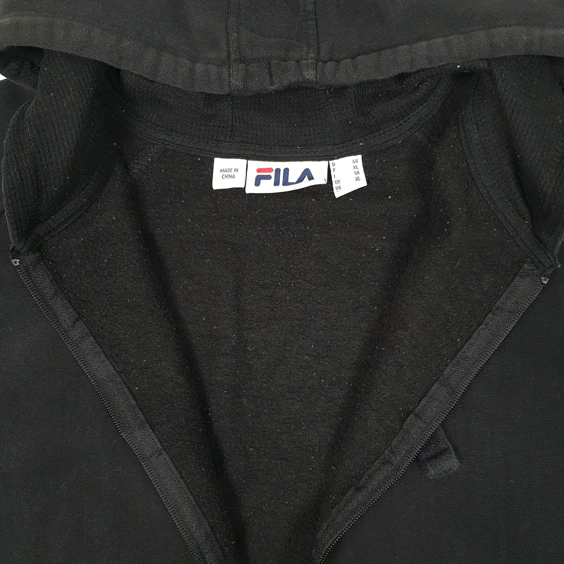 Mens Black Fila Hoodie Full Zip Jumper