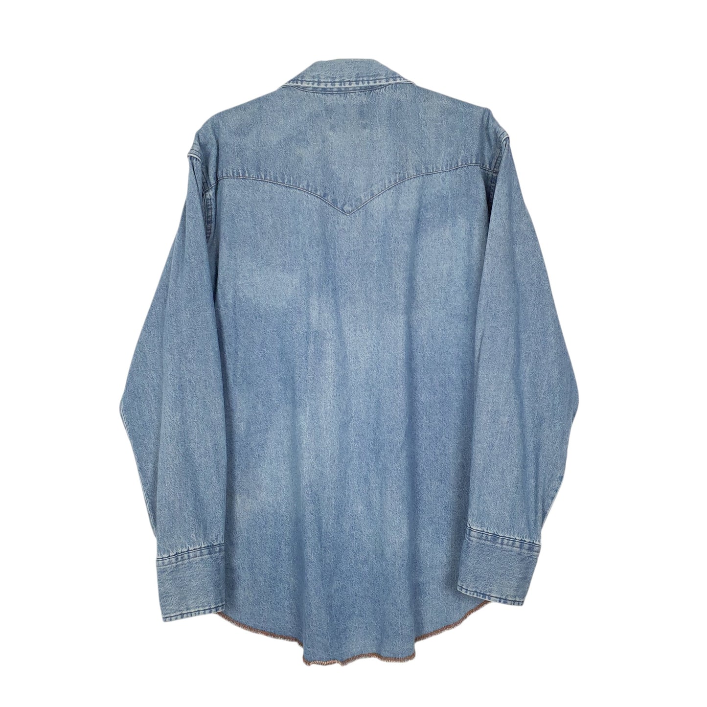 Mens Blue Wrangler Denim Pearl Snap Rodeo  Shirt